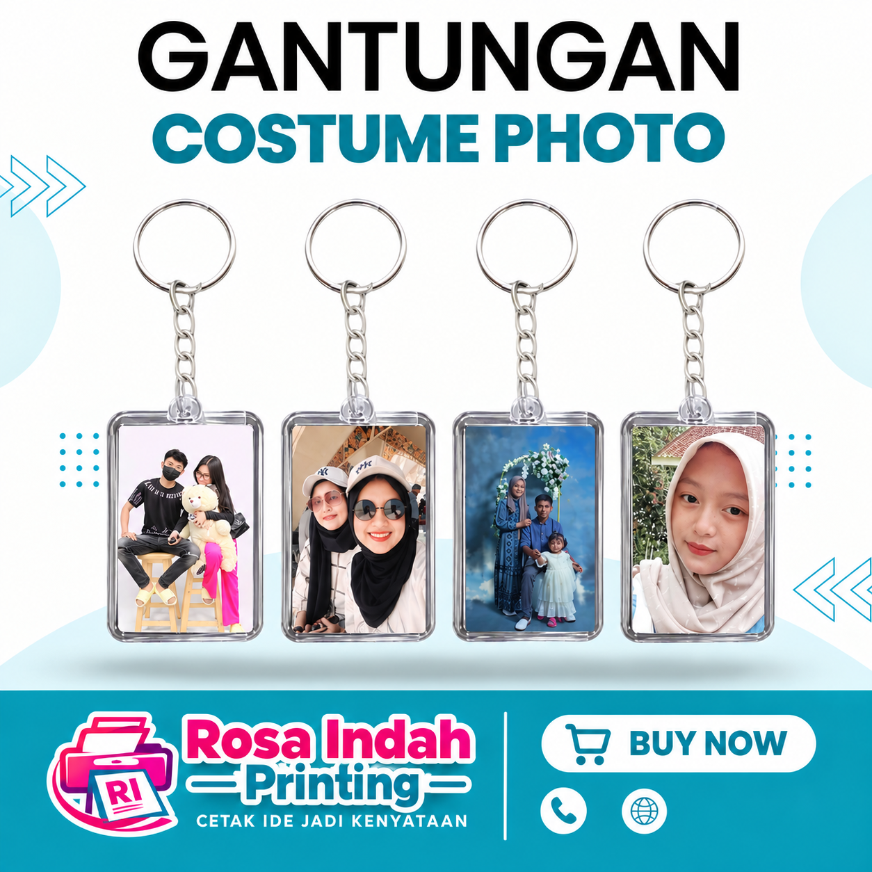 Gantungan Kunci akrilik custom 2 foto depan belakang ganci / keychain